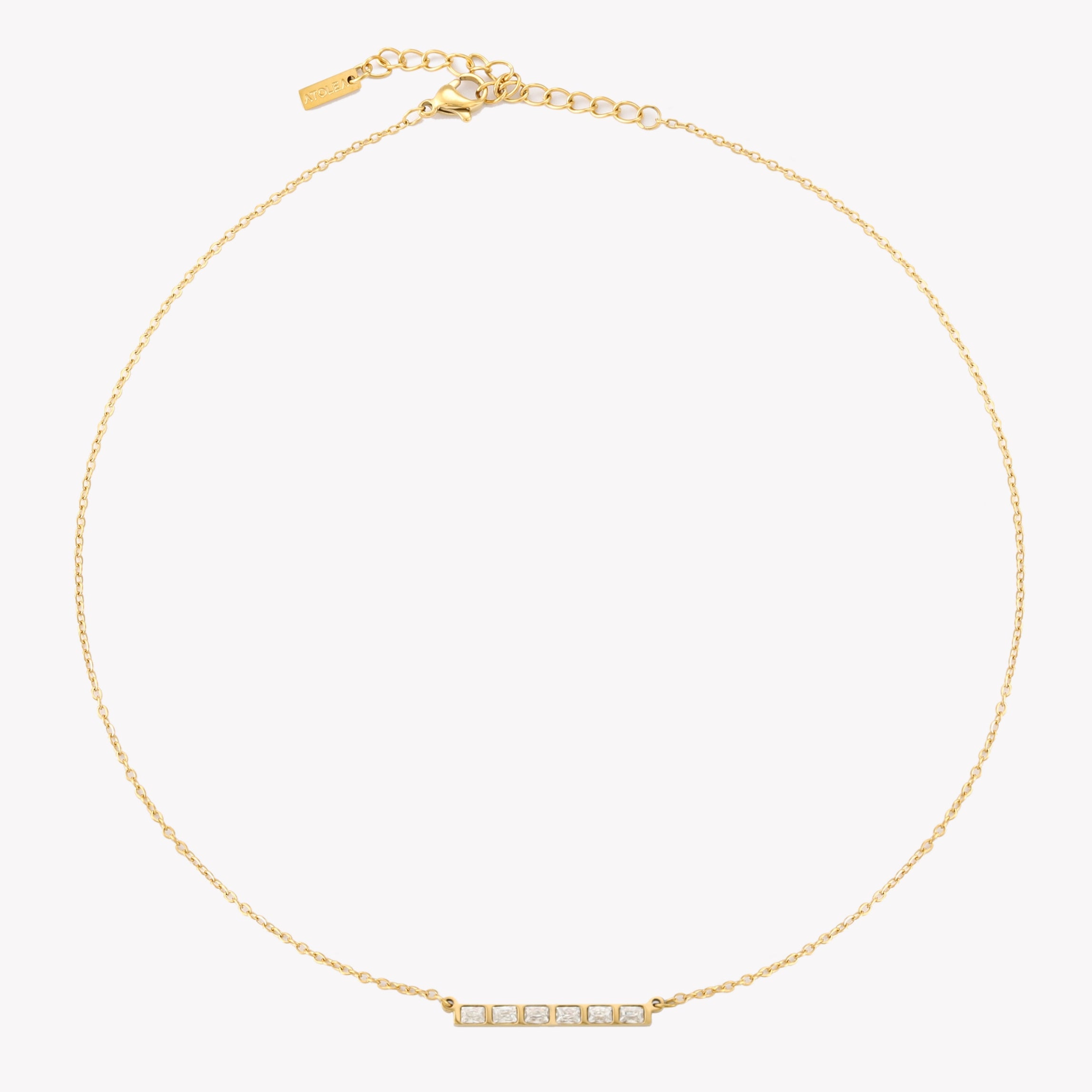 Baguette Line Necklace Full Chain View