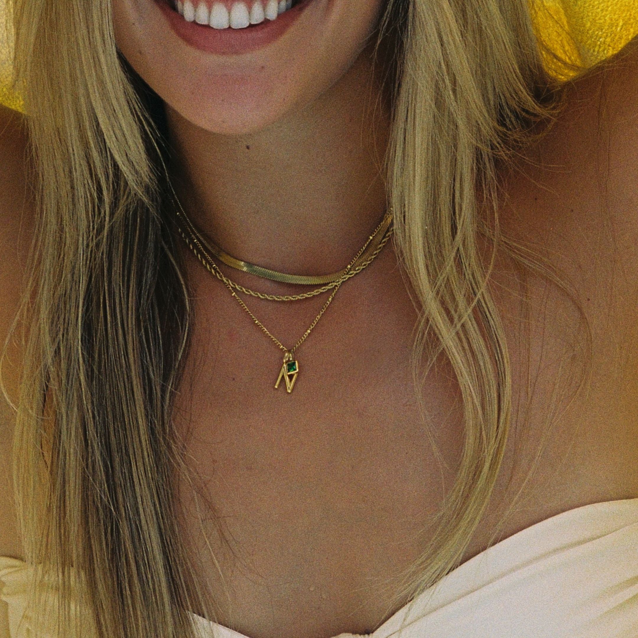 Birthstone And Initial Necklace