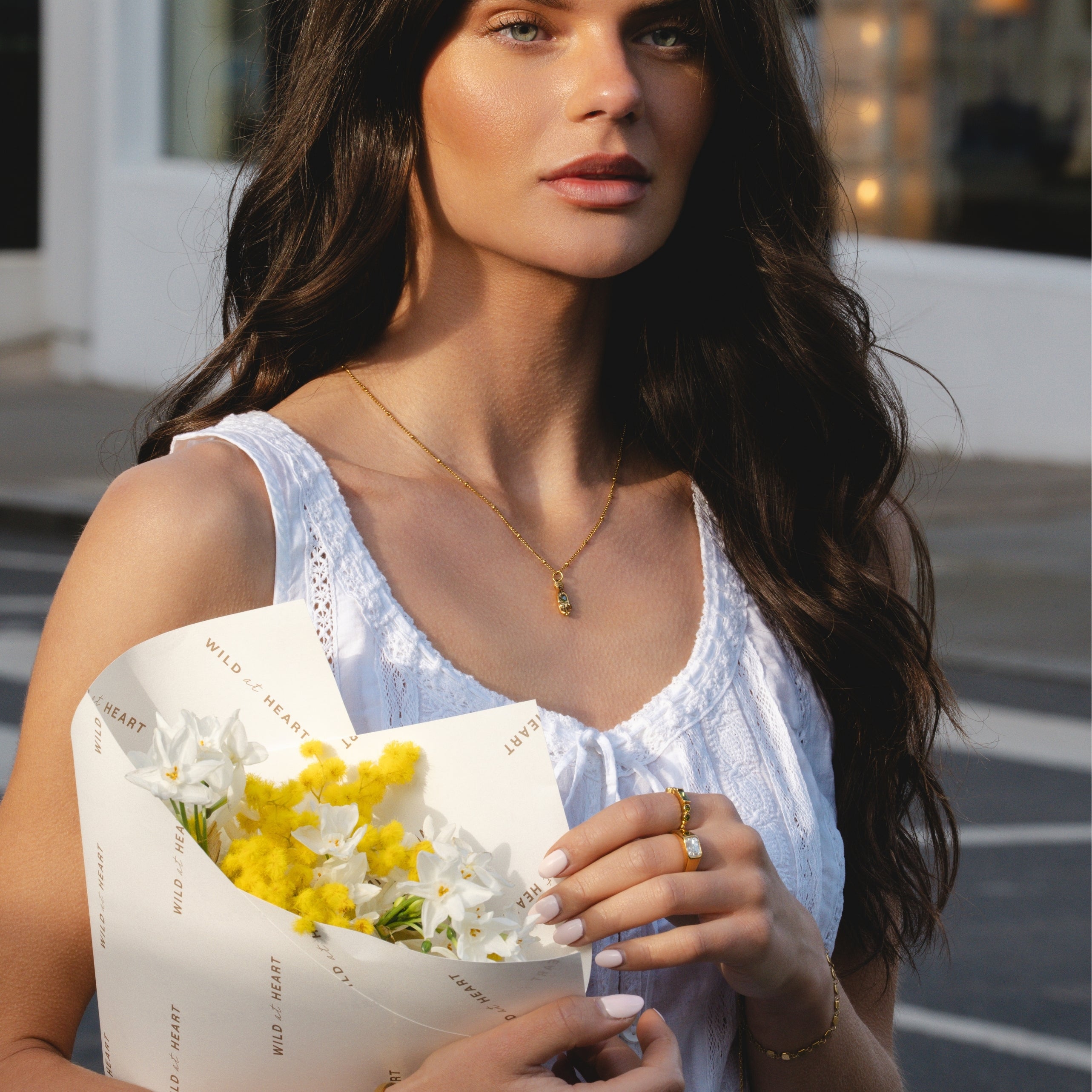 Guardian Hand Necklace With Flower Styling