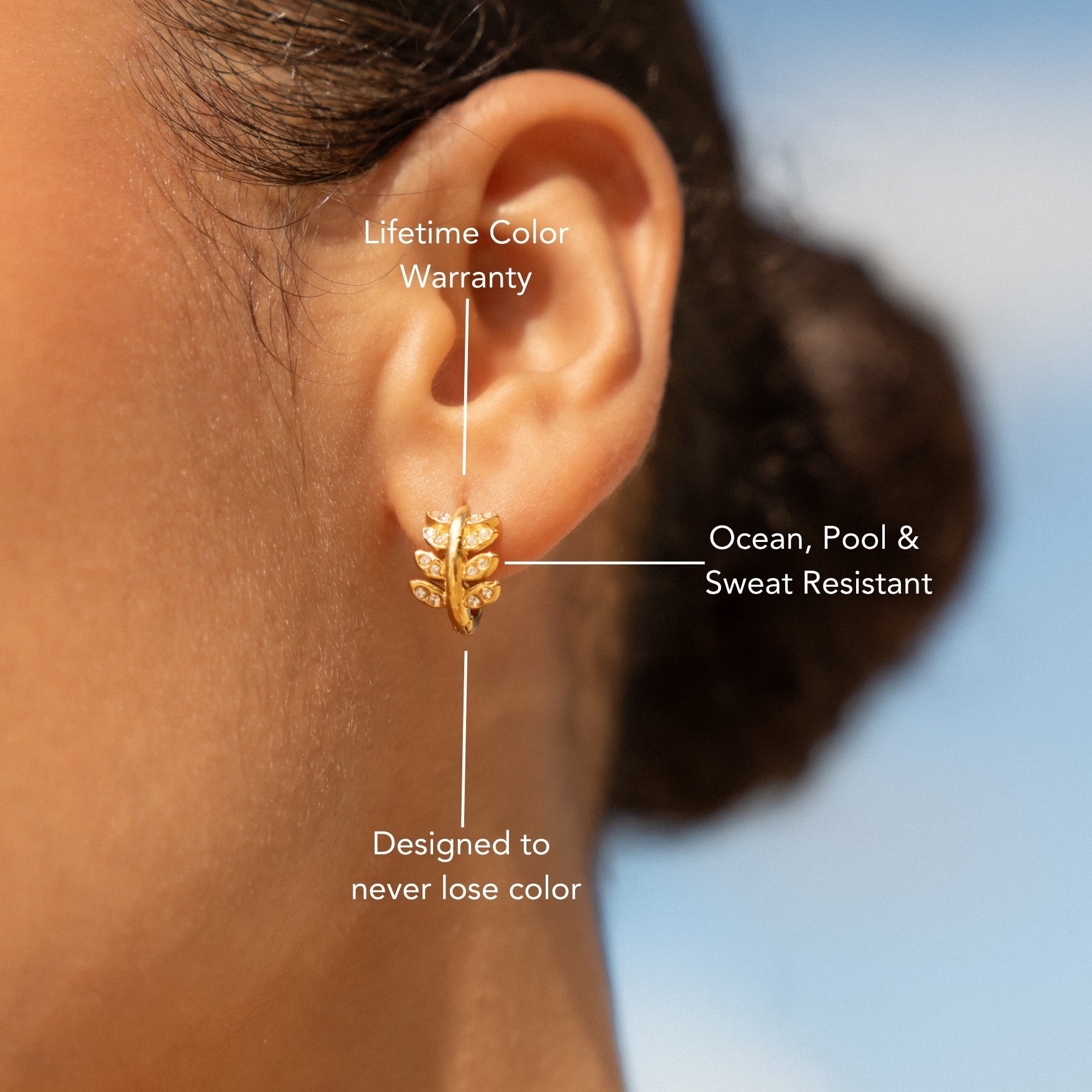 Leaf Inspired Gold Hoops