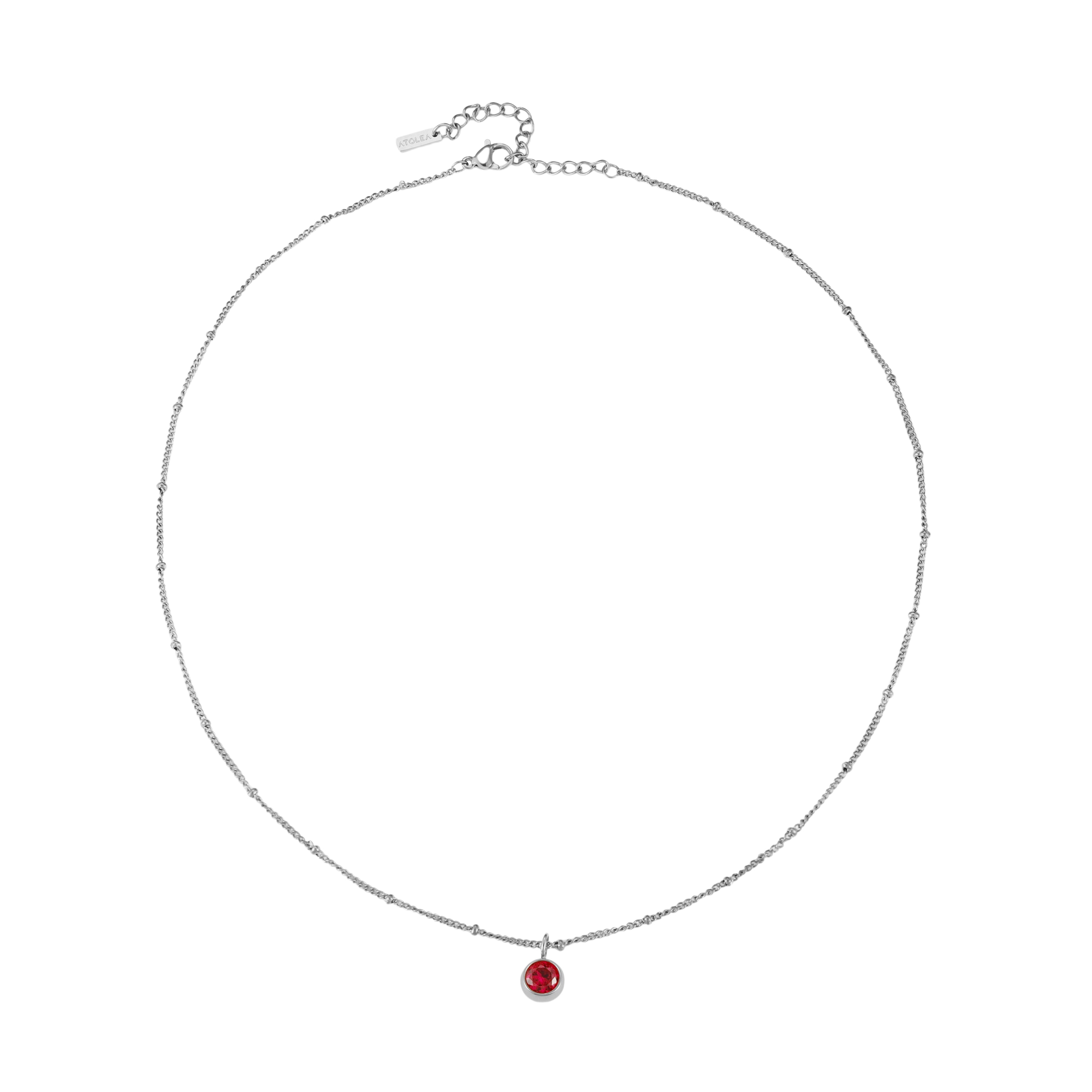 Silver Birthstone Necklace July