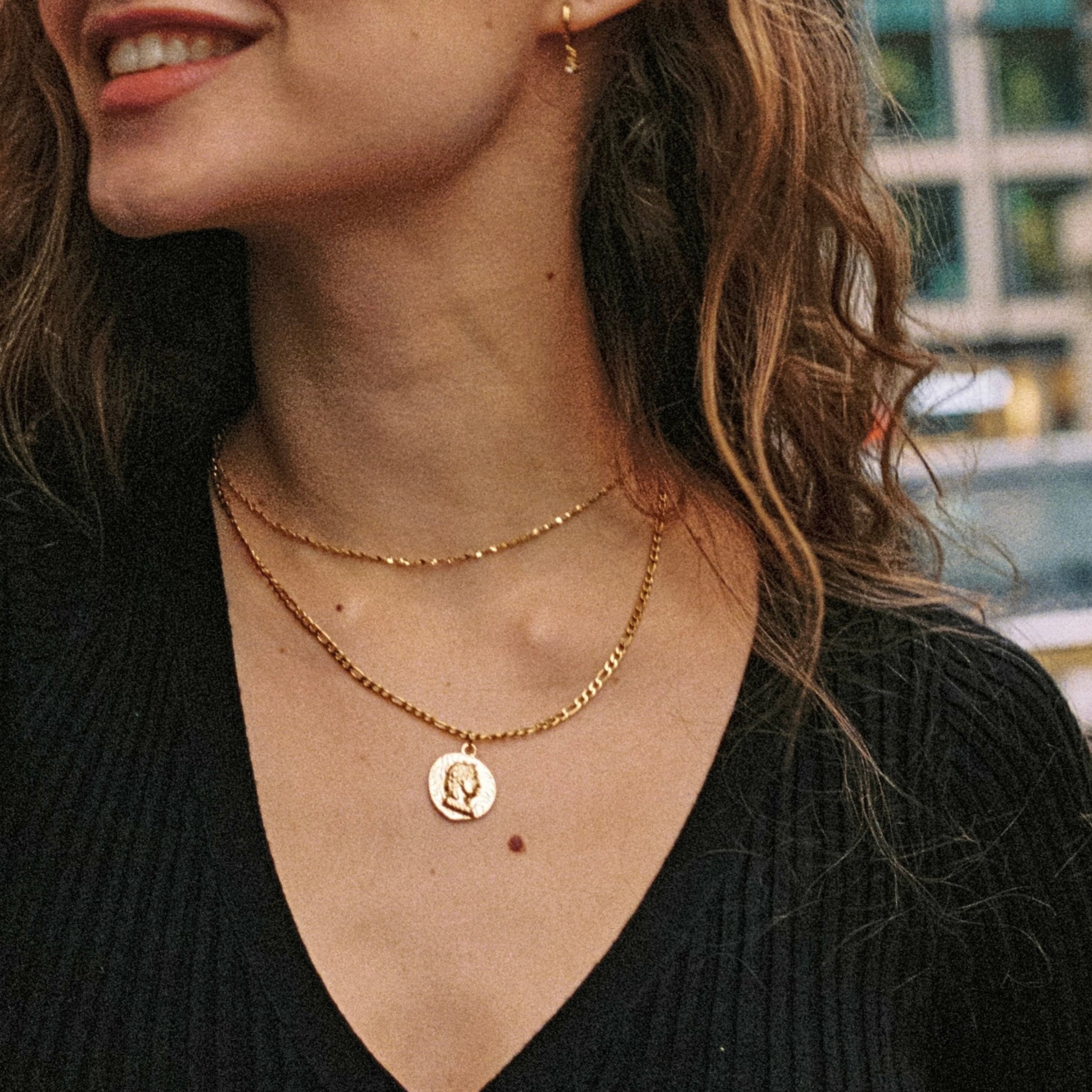 Woman Wearing Swirl Choker