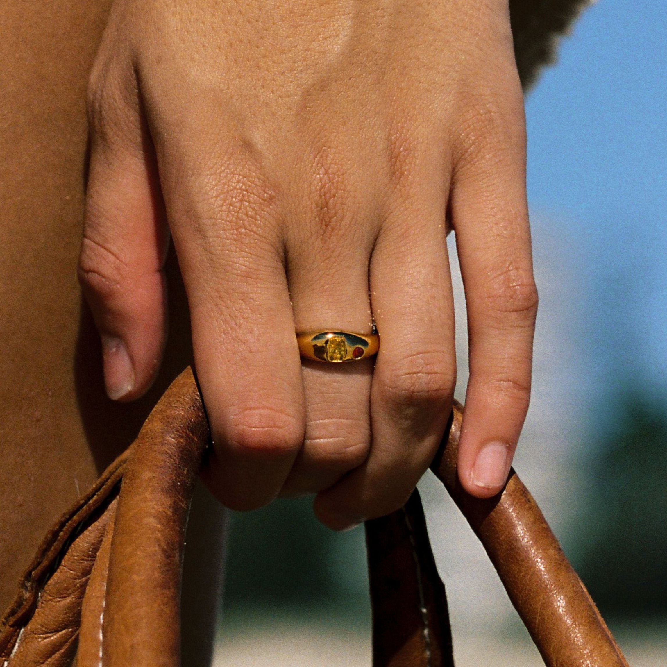 Yellow Red Stone Ring