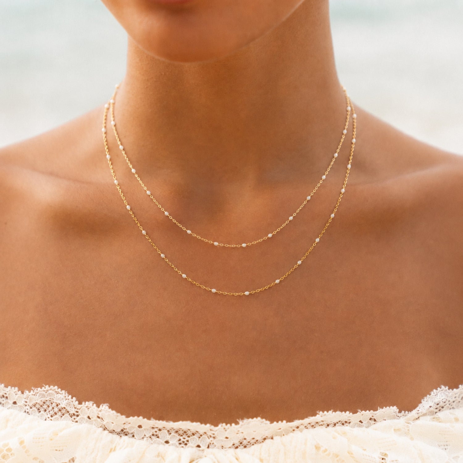 Double Beaded Choker 14k