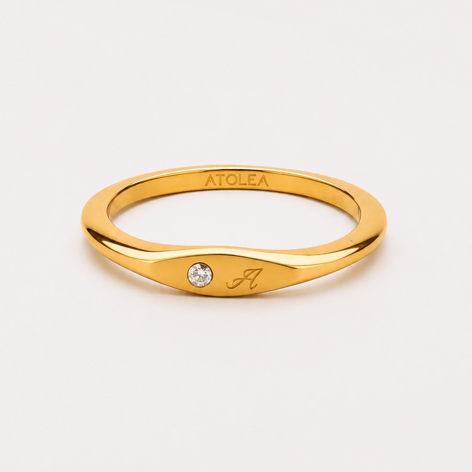 One Initial Crystal Ring
