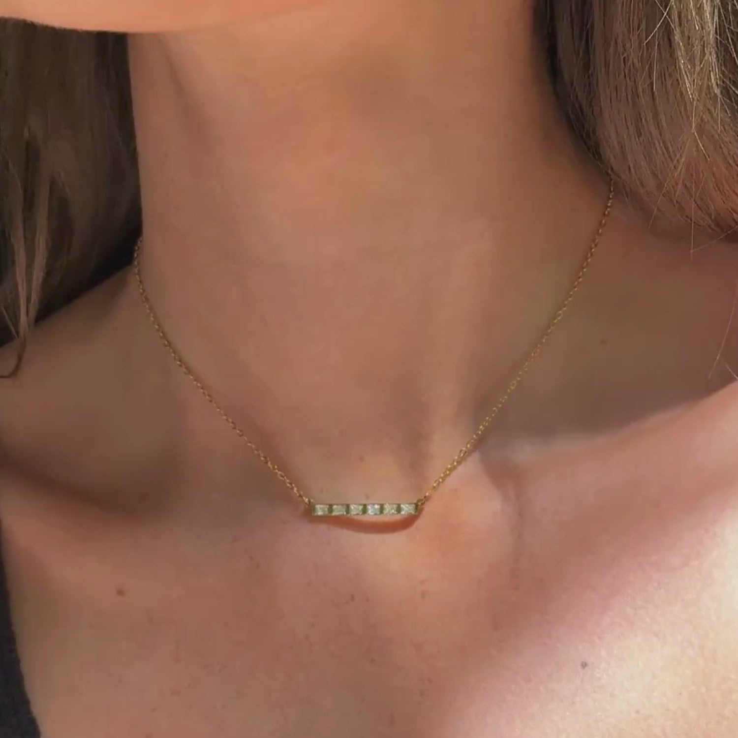 Baguette Line Necklace Video Preview