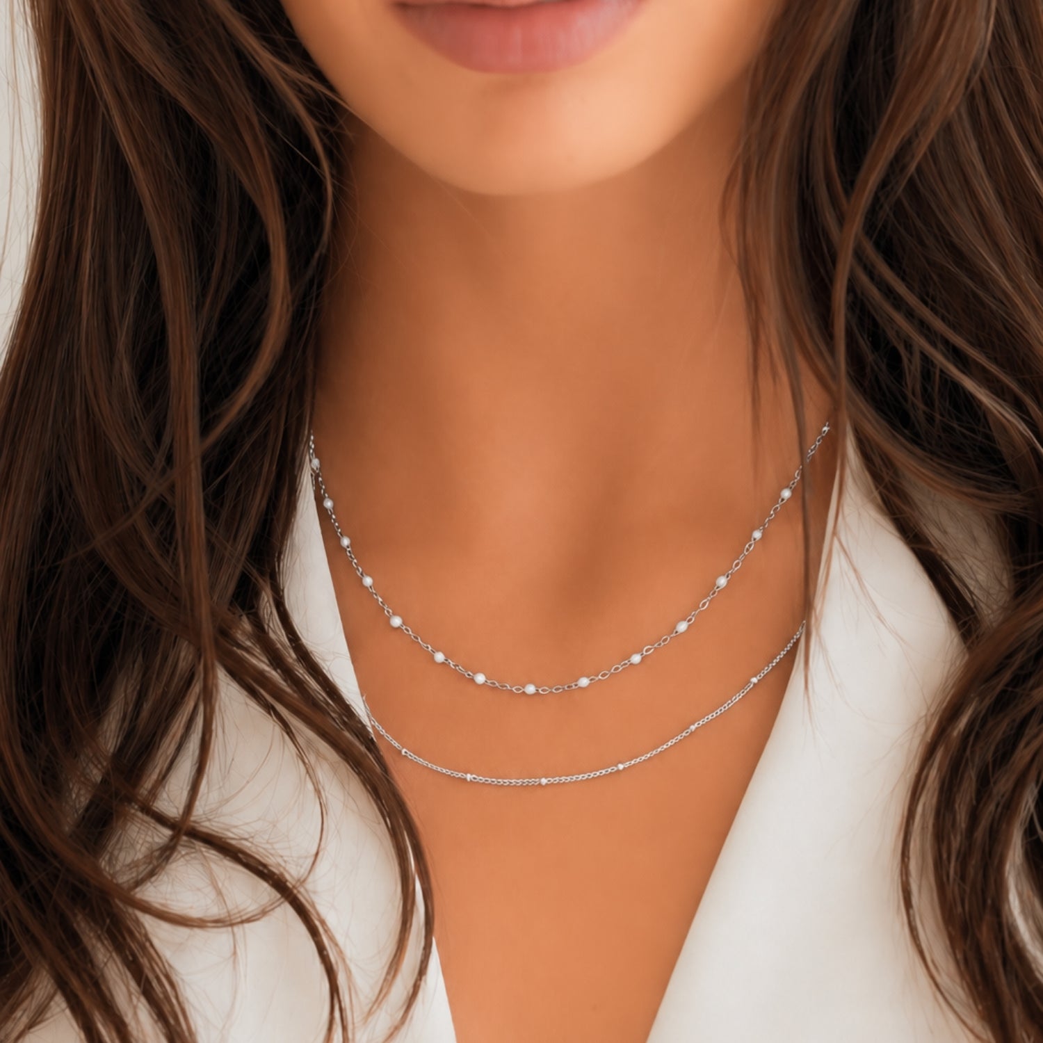 Silver Double Beaded Choker
