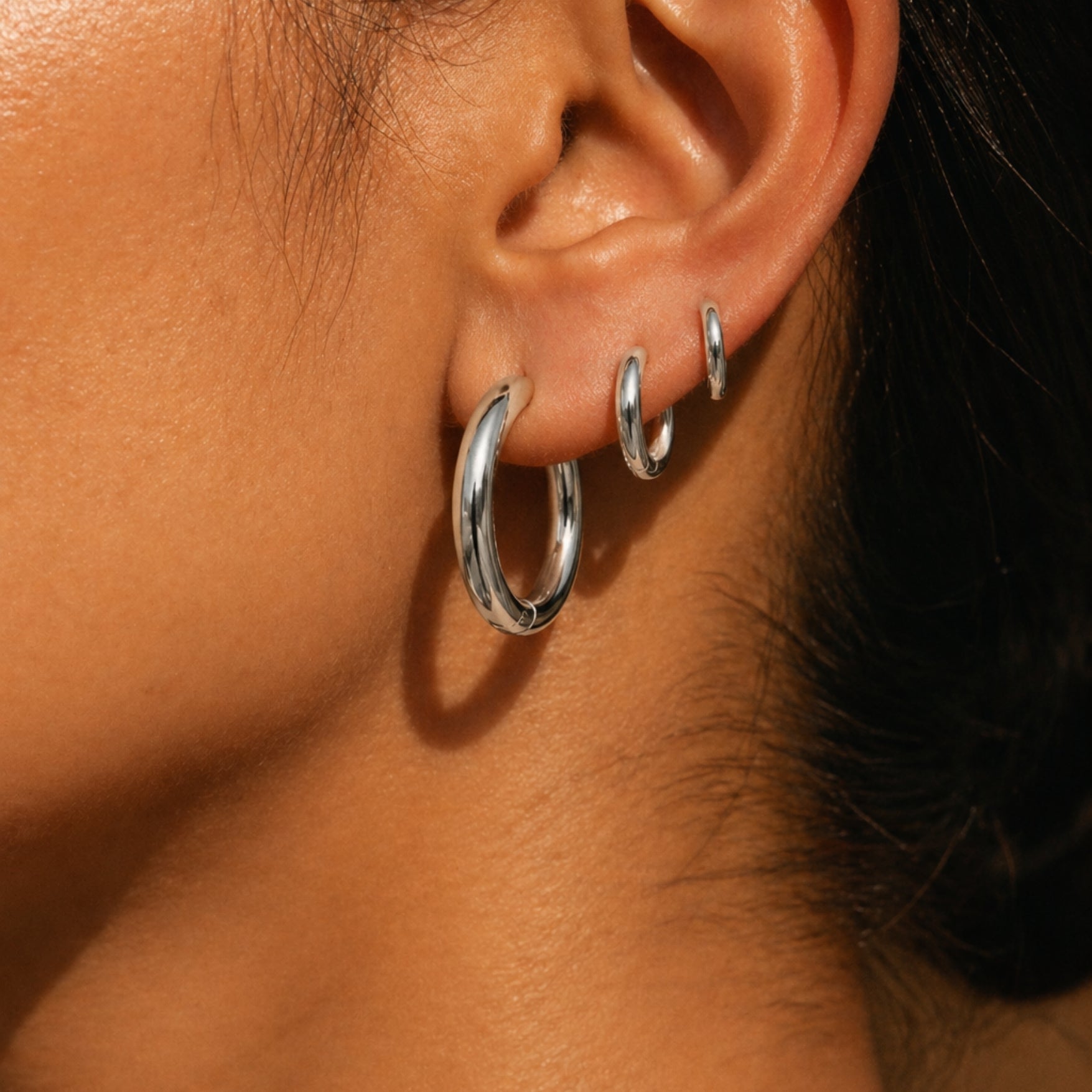 Silver Thick Hoops